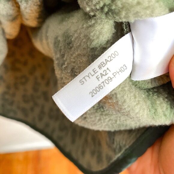 J Crew Quilted Button-Neck Sherpa Tunic Womens Medium Loden Green Leopard Print - Picture 9 of 12